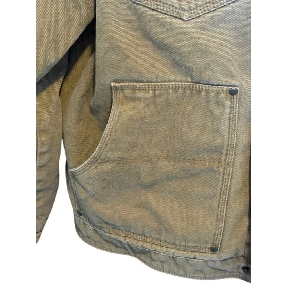 Levi's Mens Tan‎ Canvas Sherpa Lined Hooded Trucker Work Jacket Brown L/XL